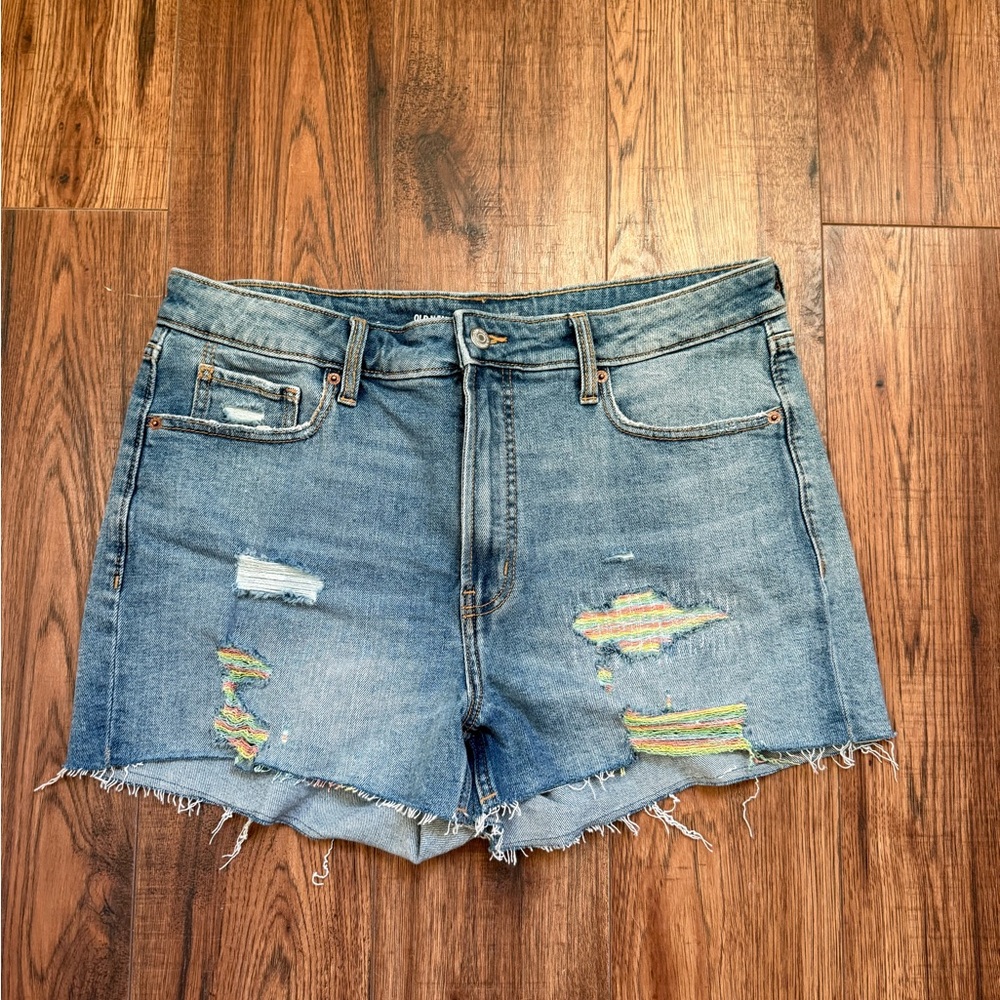Old Navy Blue Distressed Jean Shorts